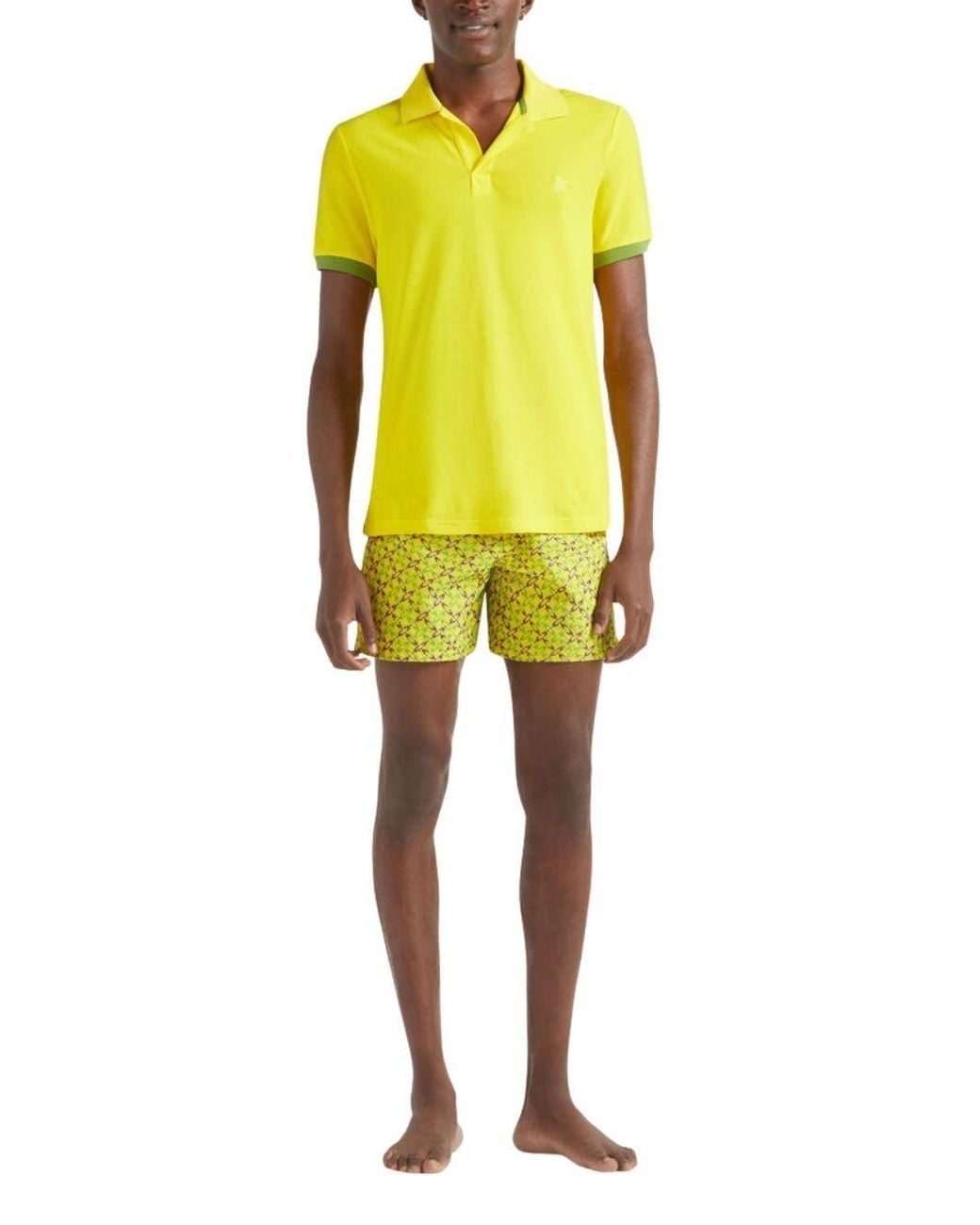 Vilebrequin Yellow V-Neck T-Shirt for men