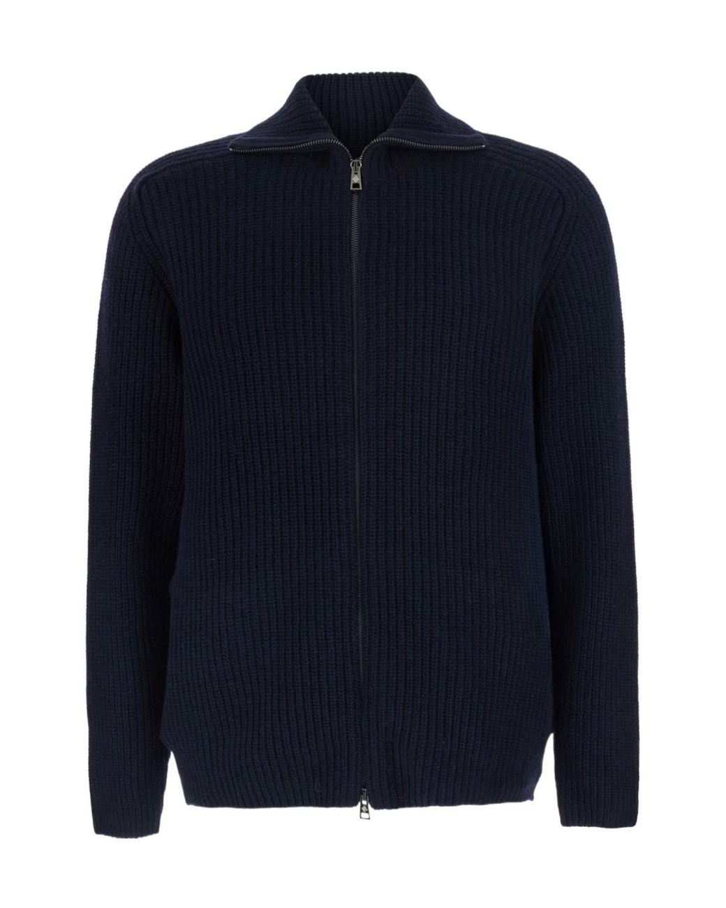 Tagliatore Blue Long-Sleeve Zip-Up Cardigan for men