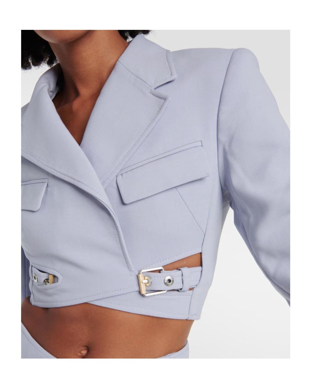 Dion Lee Blue Button-Up Long Sleeve Suit Jacket