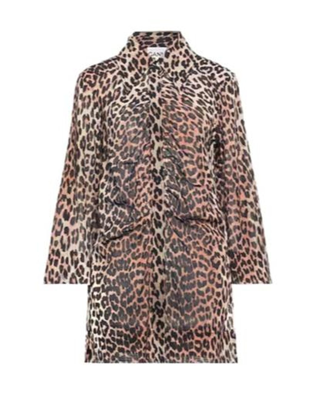 Ganni Brown Patterned Shirts Blouses