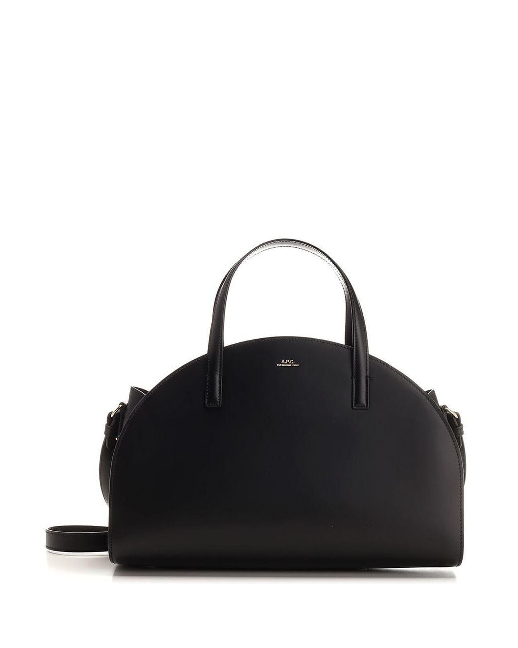 A.P.C. Black Demi-Lune Logo Stamp Tote Bag