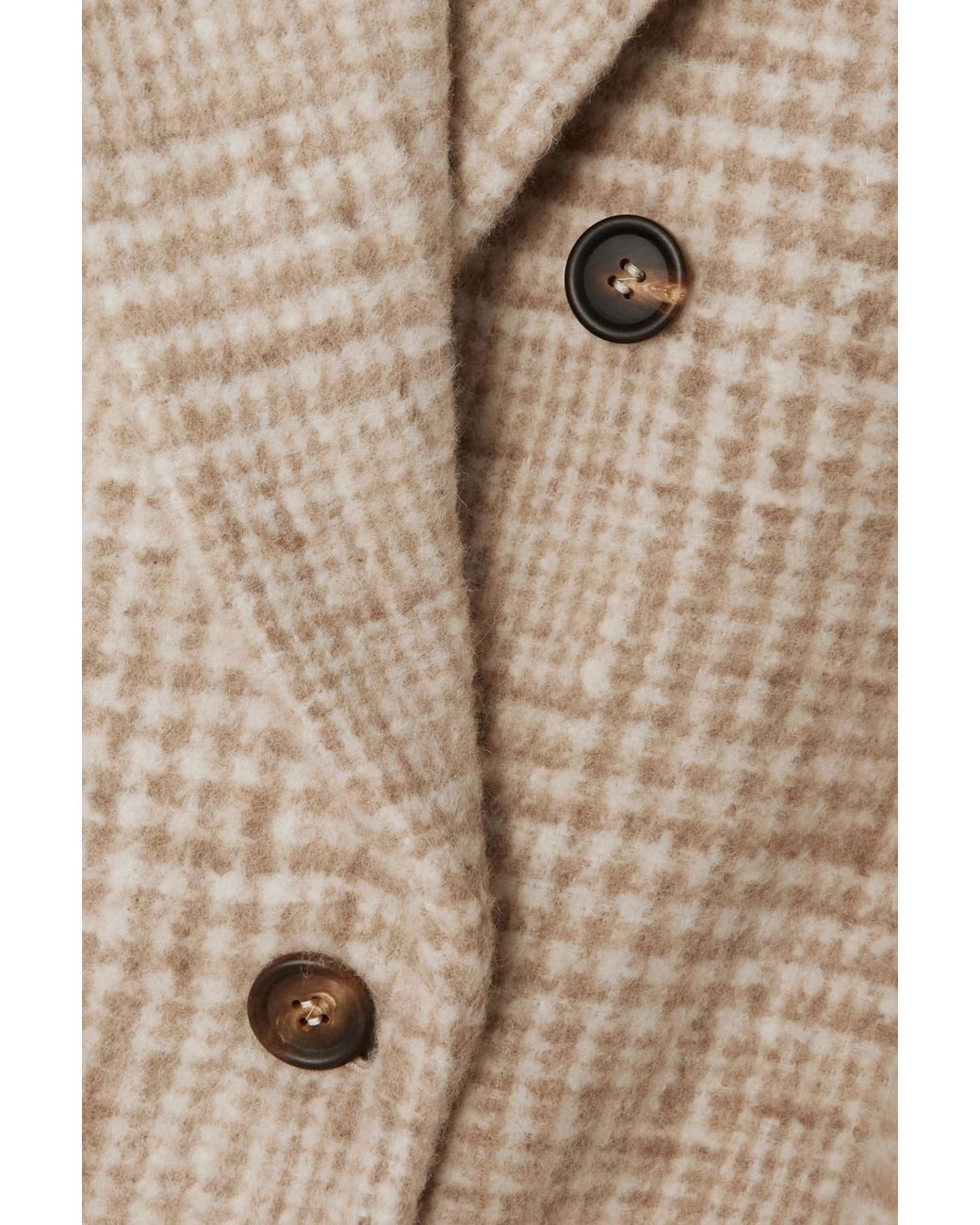 Brunello Cucinelli Natural Double-Breasted Checked Coat