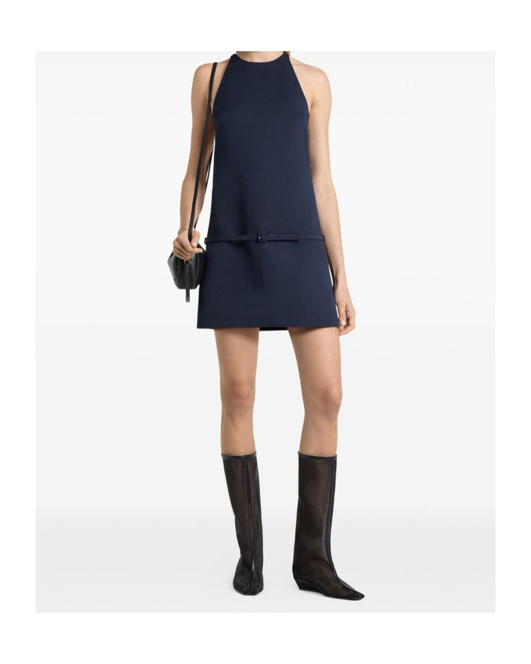 Courreges Blue Belted A-Line Mini Dress