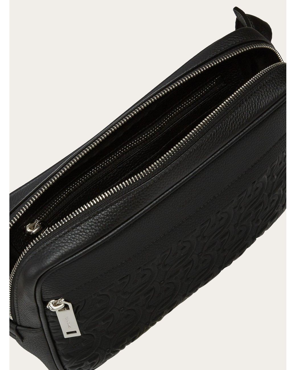 Ferragamo Black Ferragamo Gancini Embossed Belt Bag for men