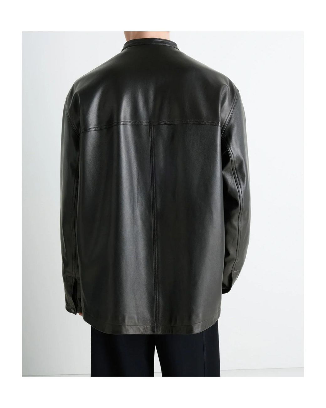 Lemaire Black Snap-Closure Patch-Pocket Leather Overshirt for men
