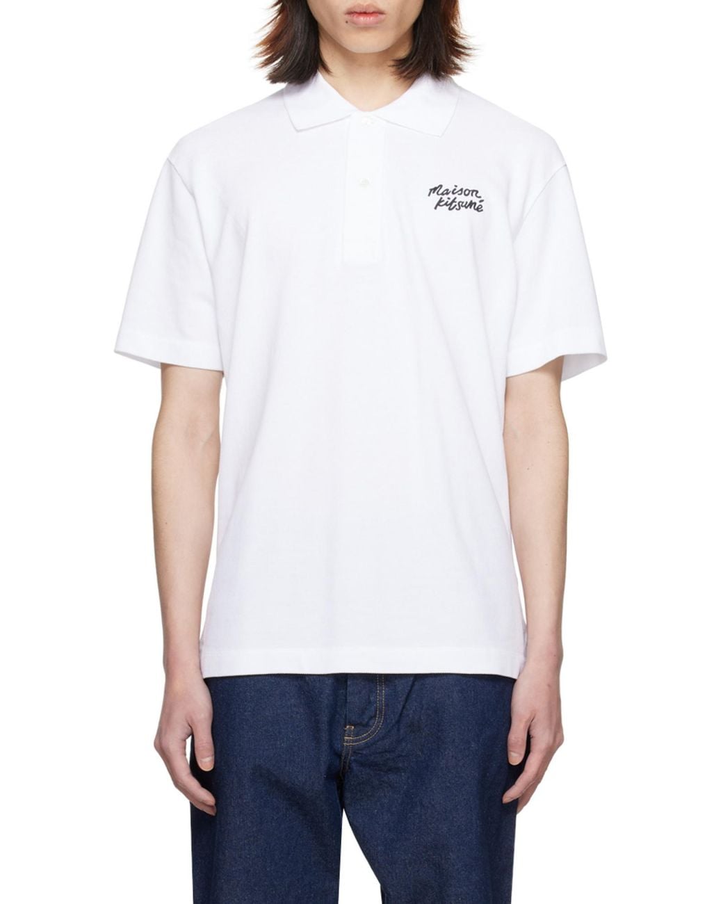 Maison Kitsuné White Maison Kitsuné Handwriting Comfort Polo Shirt for men