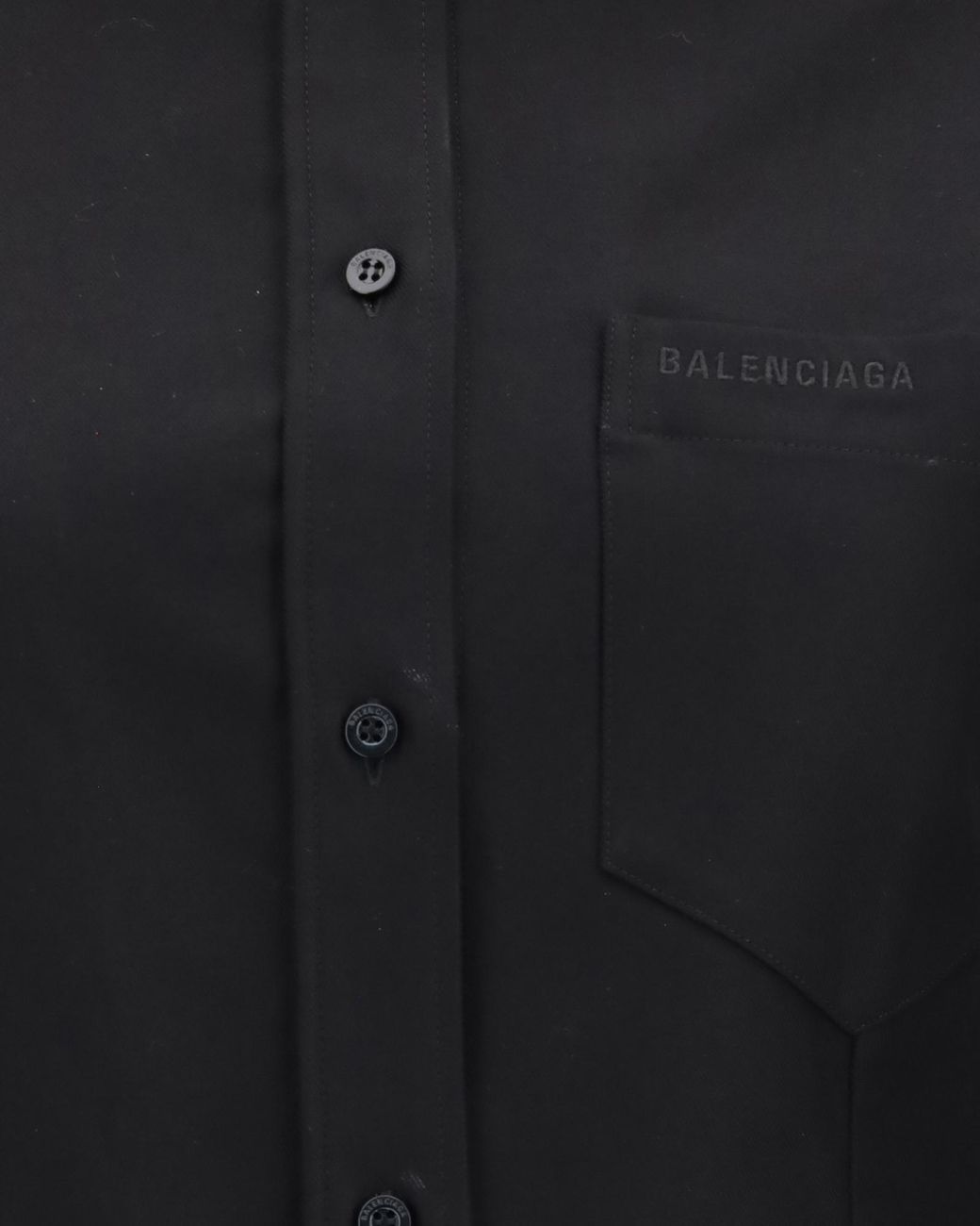 Balenciaga Black Cotton Elongated Hem Shirt