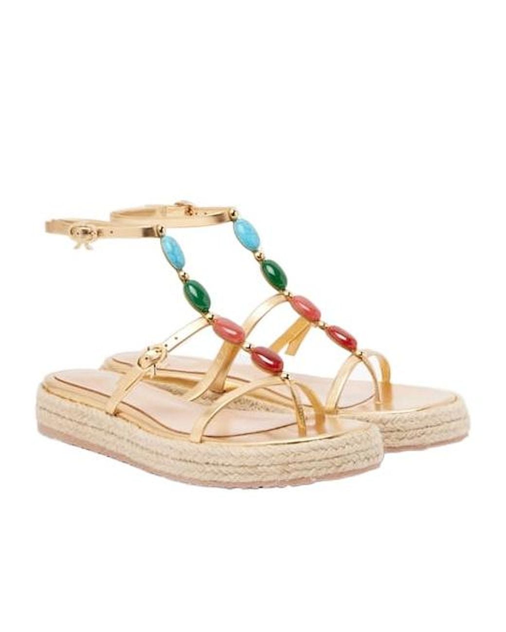 Gianvito Rossi Metallic Leather Espadrille Sandals