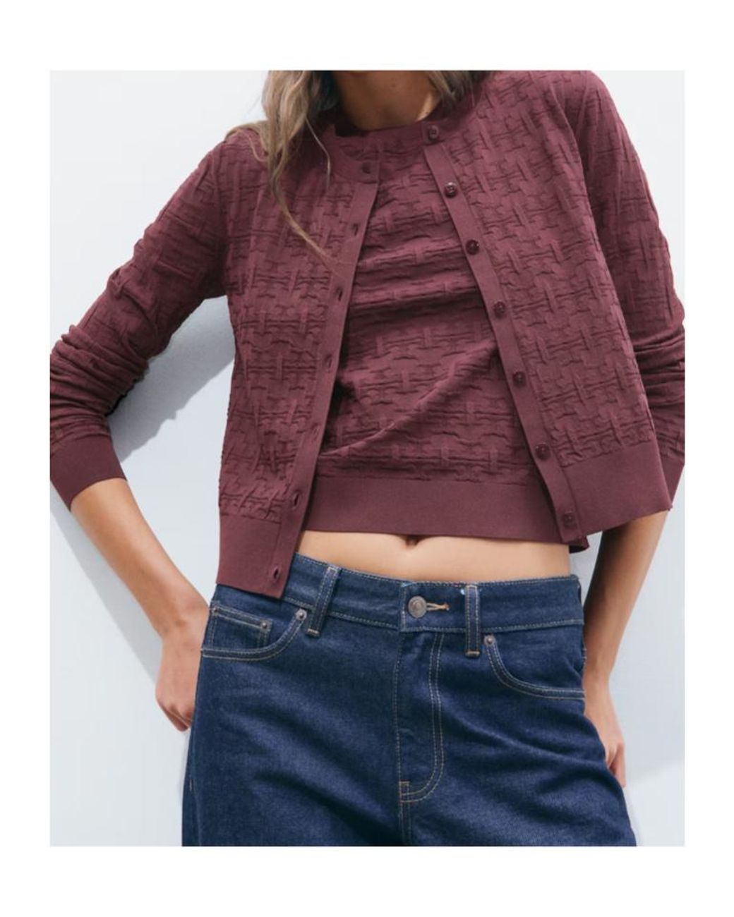 Tory Burch Purple Crewneck Knitted Cardigan