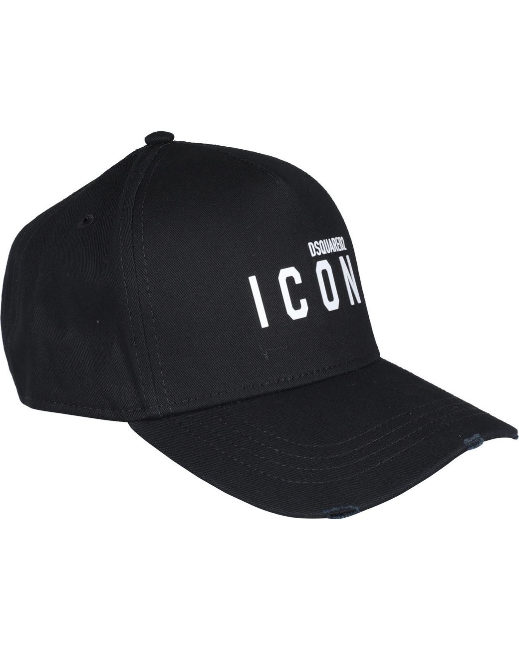 DSquared² Black Logo Printed Distressed Baseball Cap for men