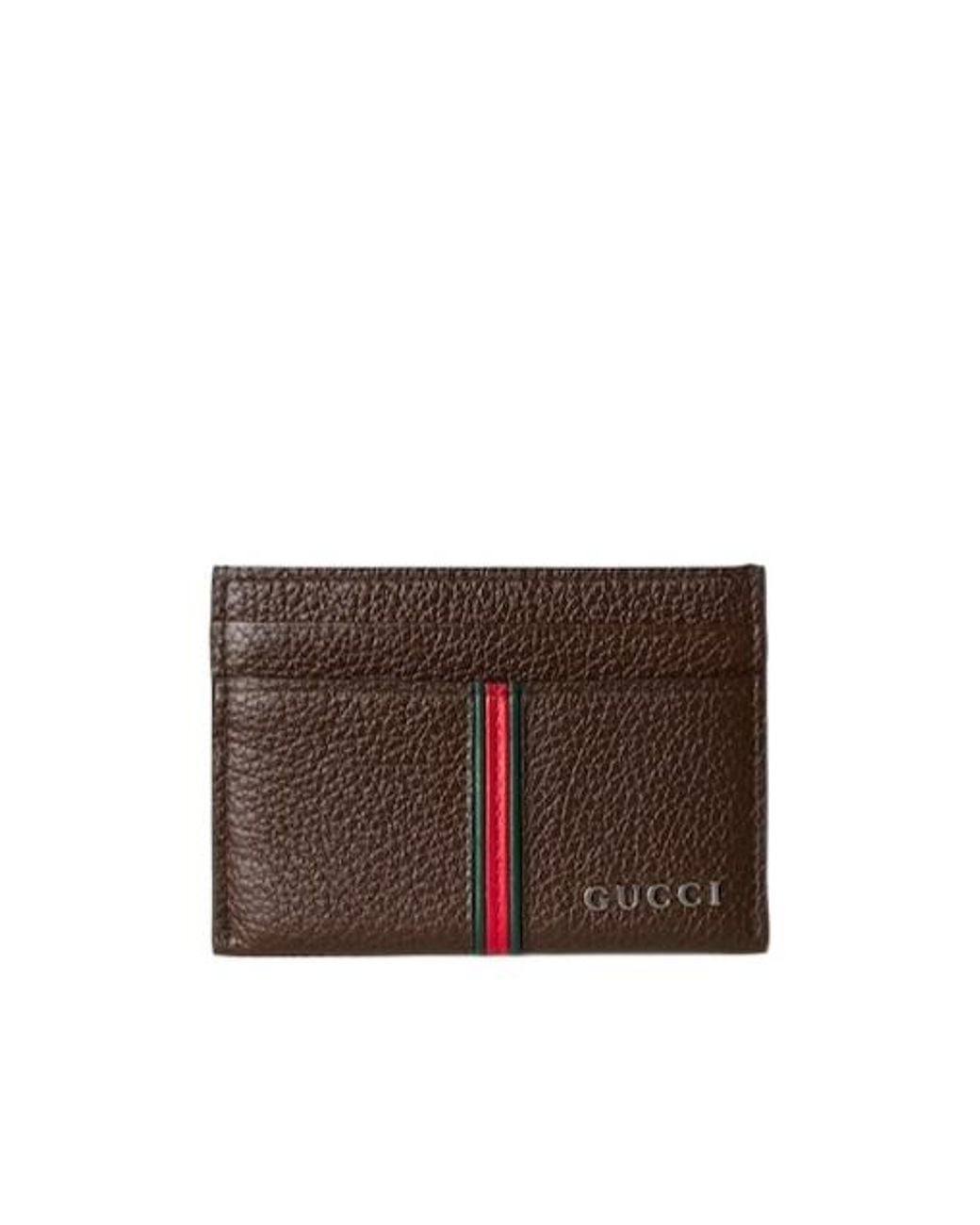 Gucci Brown Card Case With Web for men