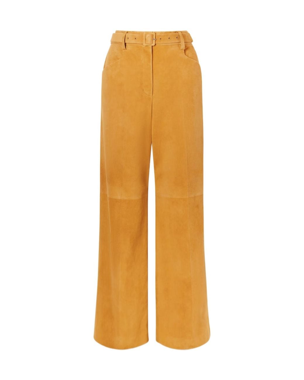 Gabriela Hearst Orange Norman Belted Suede Straight-Leg Pants