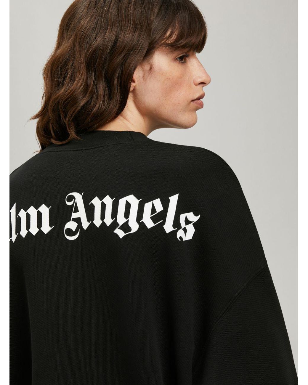 Palm Angels Black Logo Printed Crewneck Sweatshirt