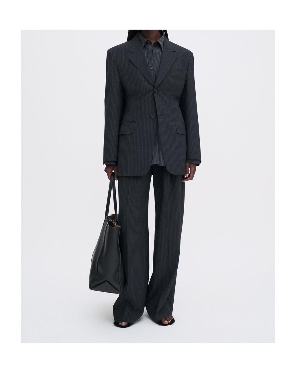 Filippa K Black Pinstripe Single-Breasted Jacket