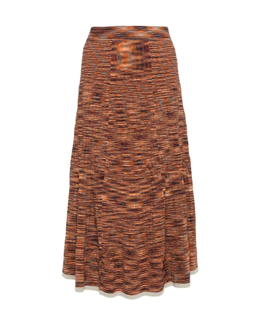 Jonathan Simkhai Brown Gradient Pleated Knit Midi Skirt
