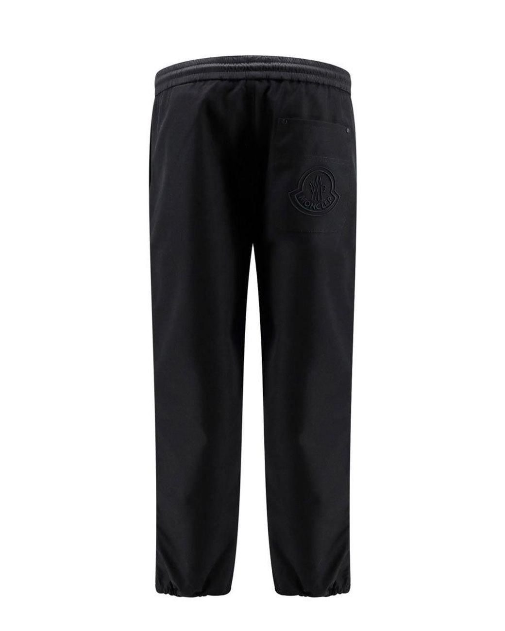 Moncler Black Logo Embroidered Tapered Leg Trousers for men