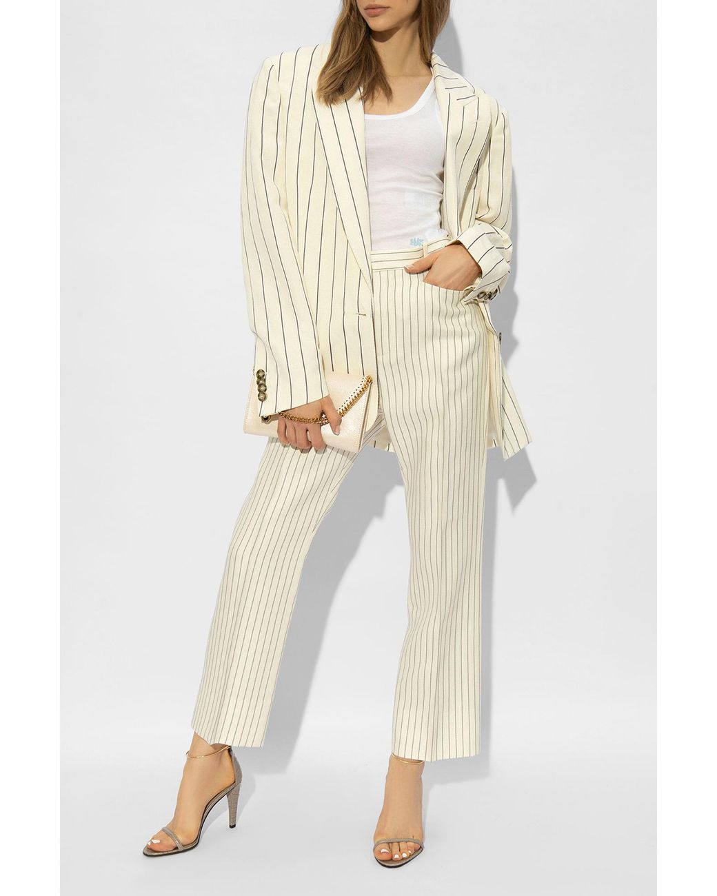 Stella McCartney Natural Striped Oversize Blazer