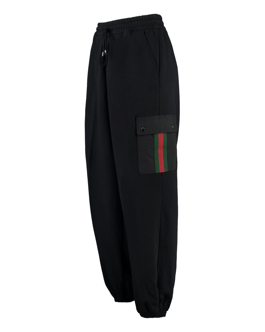 Gucci Black Cotton Jersey Jogging Pant With Web for men