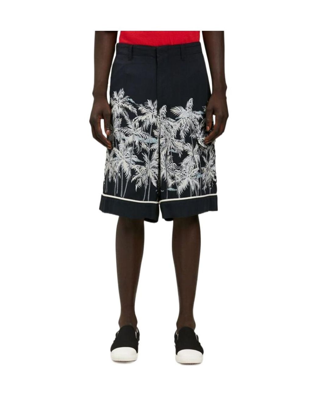Palm Angels Blue Palms-Print Bermuda Shorts for men