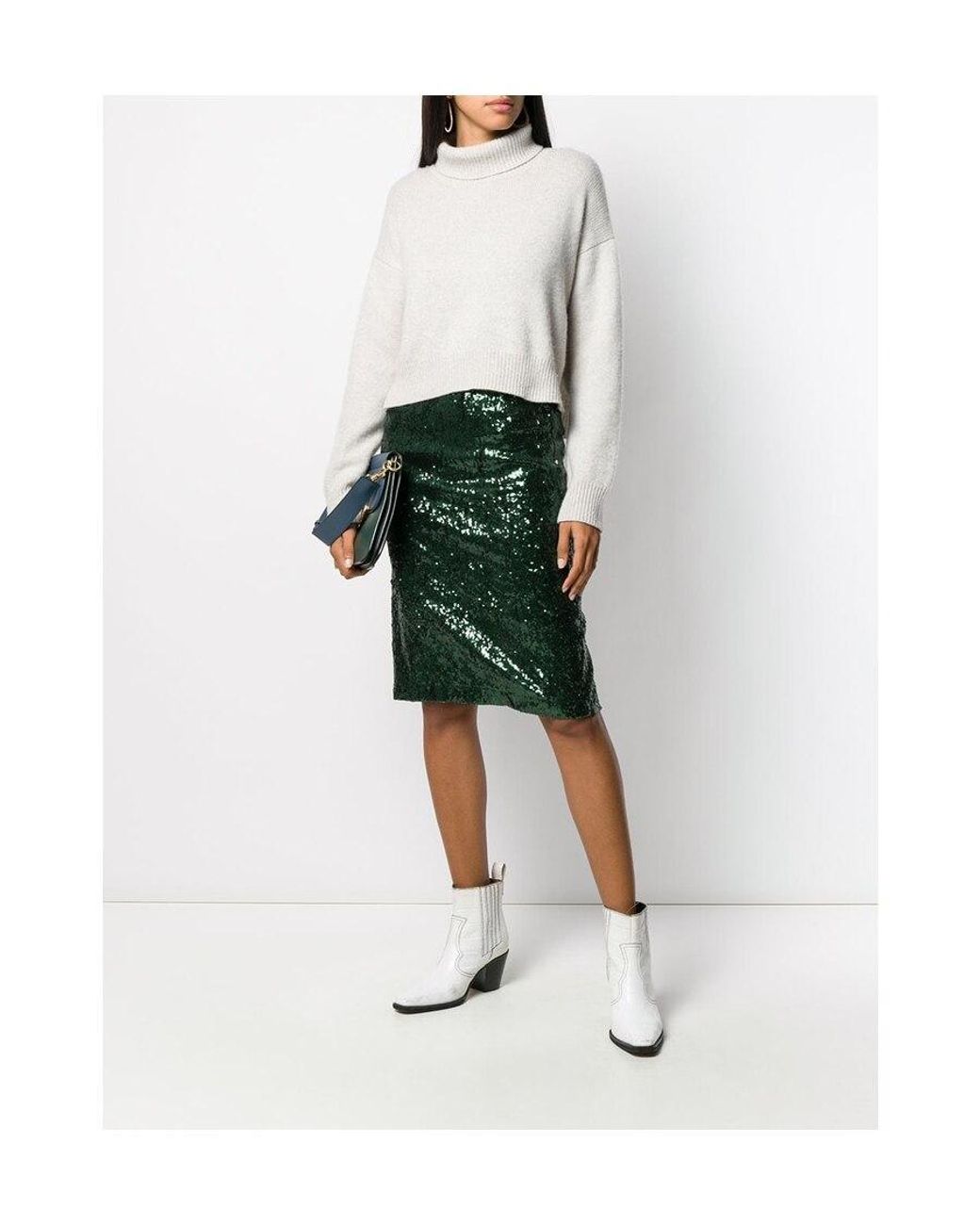 N°21 Green Sequined Pencil Skirt
