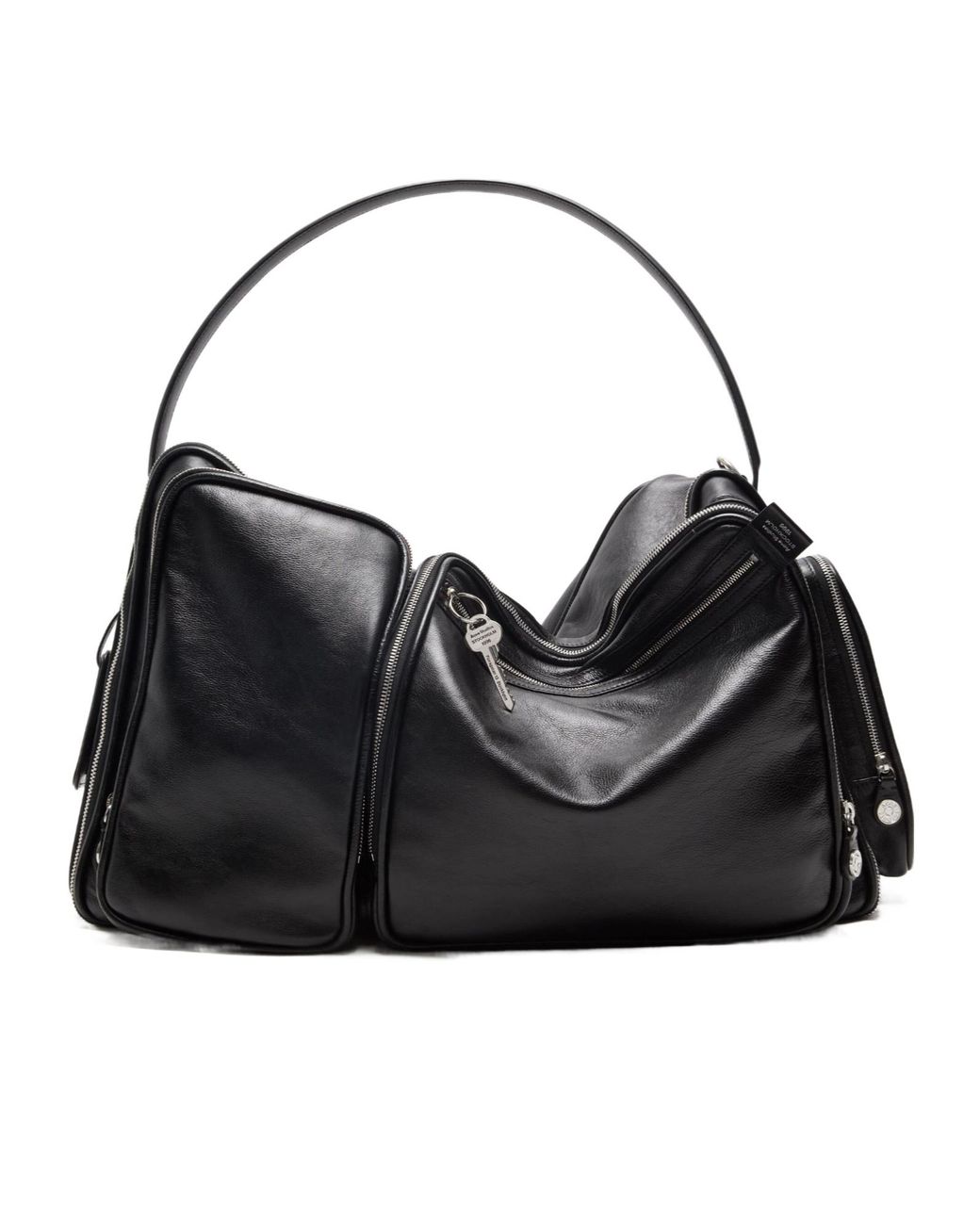 Acne Black Zip-Fastening Leather Shoulder Bag for men