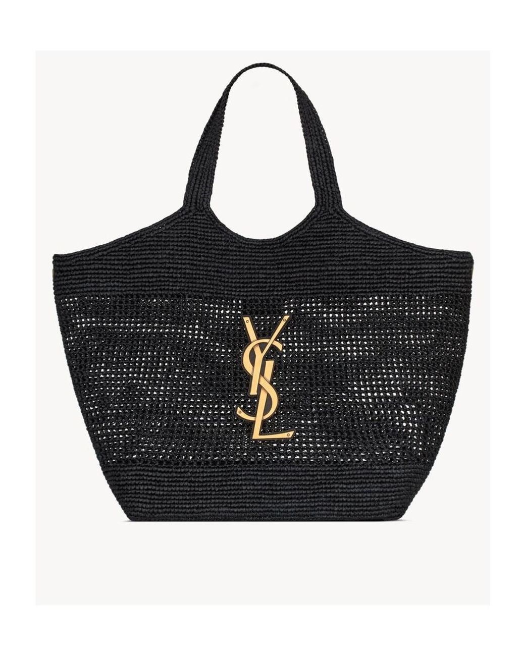 Saint Laurent Black Icare Logo Plaque Tote Bag
