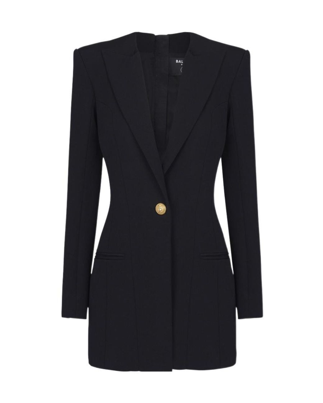 Balmain Black Long Sleeved Tailored Dress