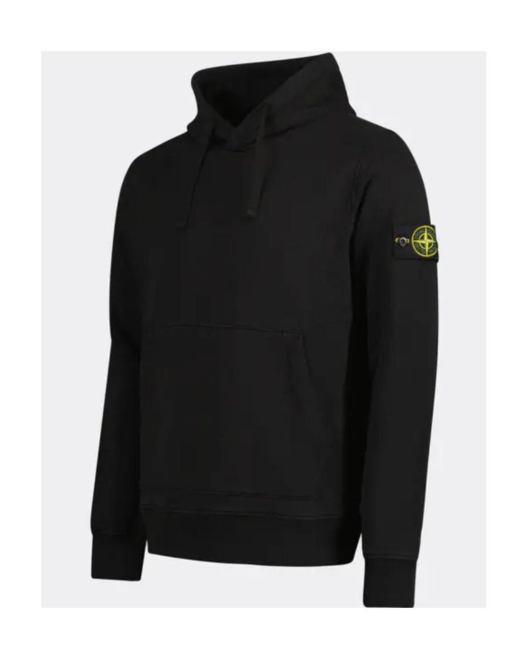 Stone Island Black Logo Patch Drawstring Hoodie for men