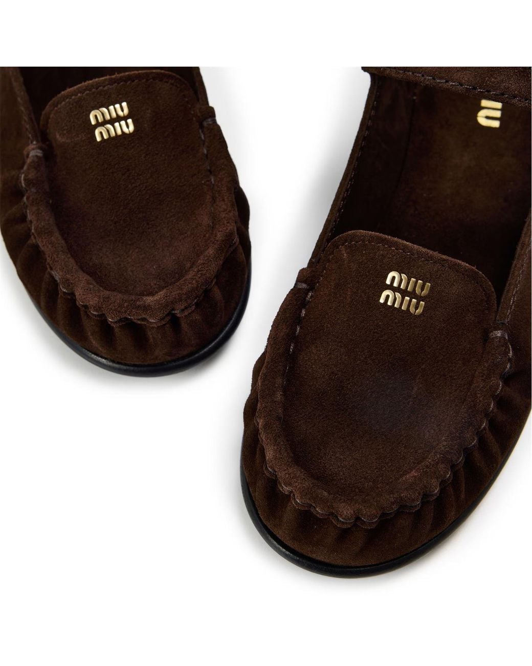 Miu Miu Brown Logo Ballet Shoes