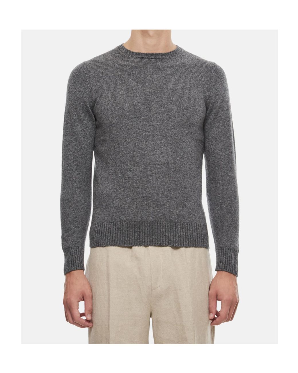 Drumohr Gray Crew Neck Knitted Sweater for men
