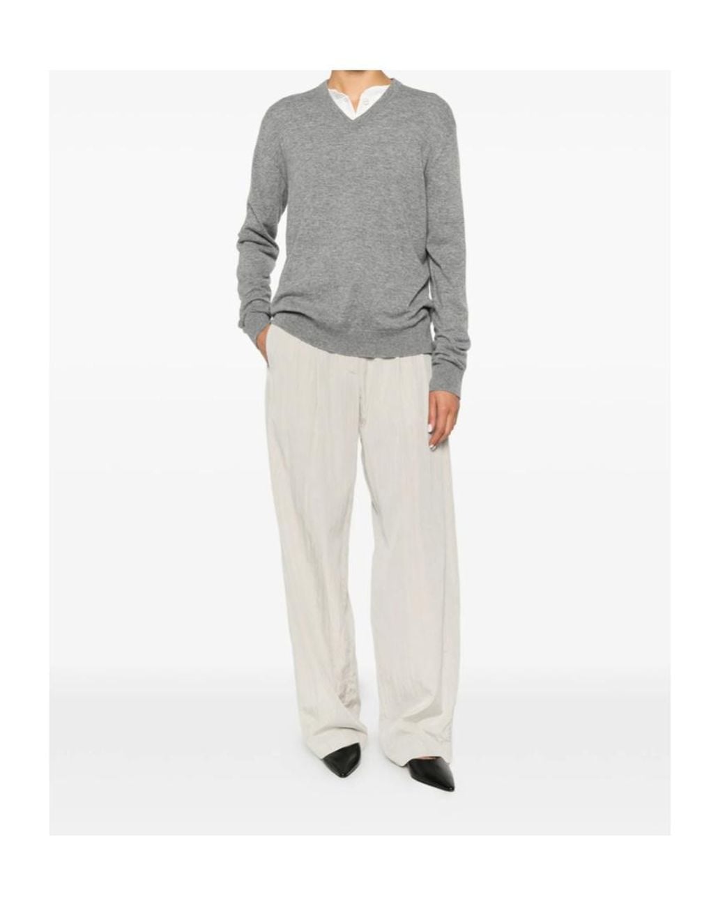 The Row Gray Nian Knitted Sweater