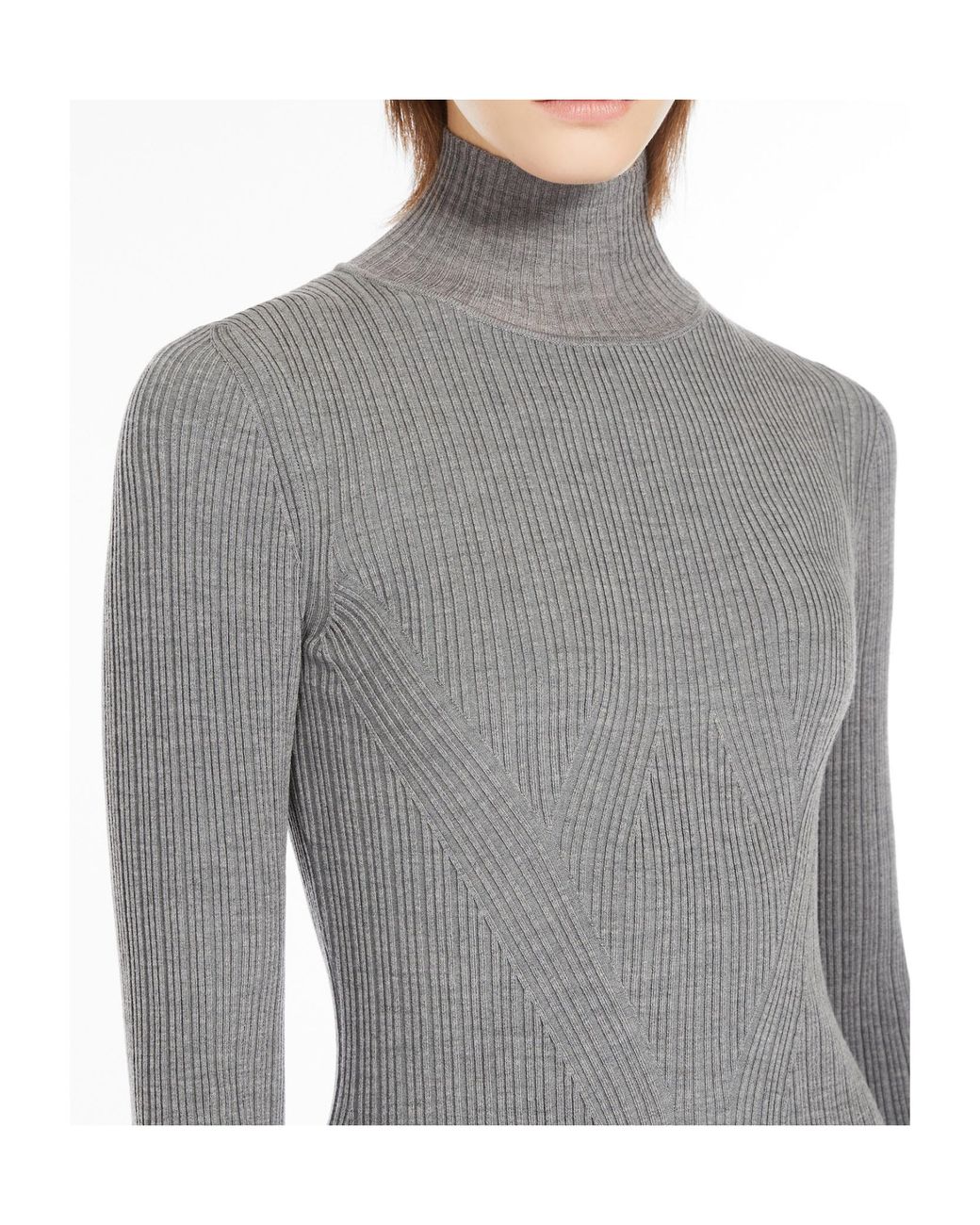 Sportmax Gray Layered Ribbed Midi Dress