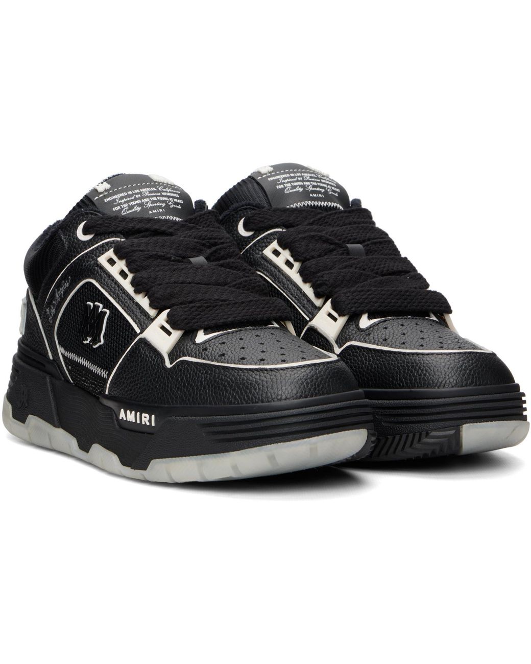 Amiri Black Ma-1 Leather Mesh Sneakers for men
