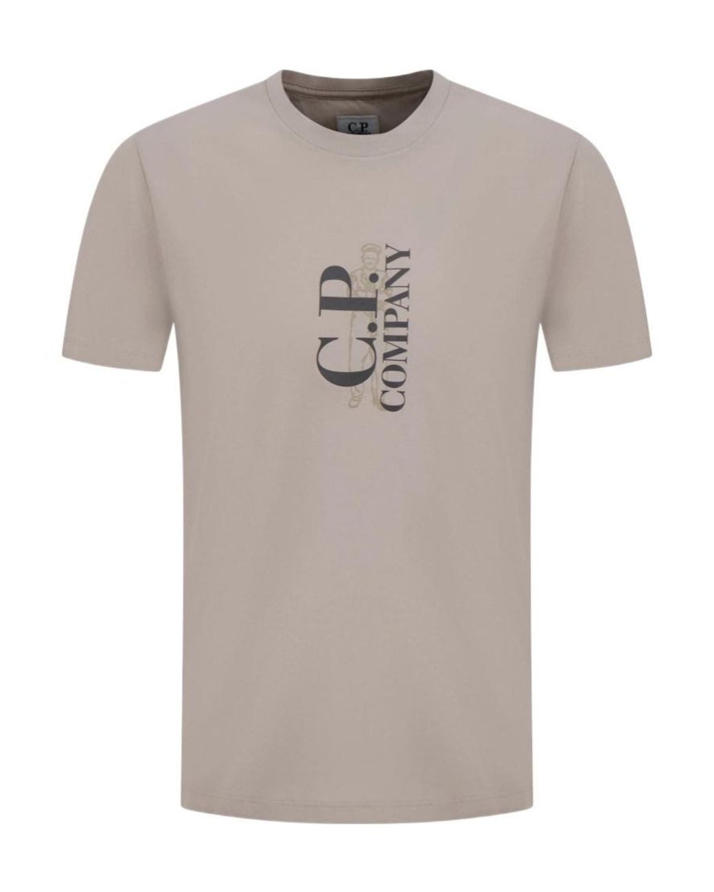 C P Company Gray Logo Print T-Shirt for men