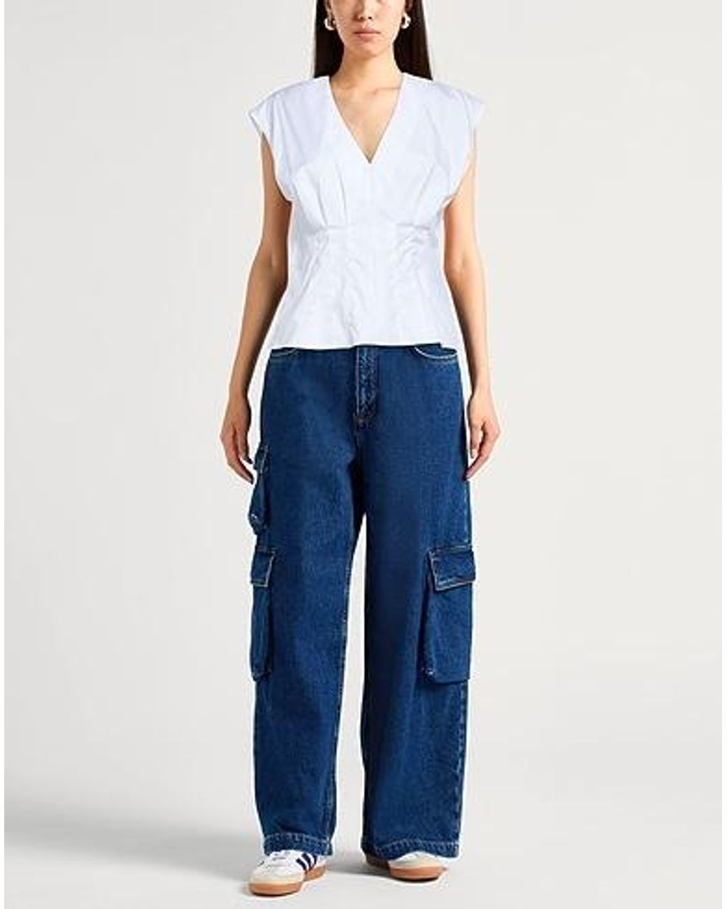 Rag & Bone White Sleeveless V-Neck Solid-Color Top