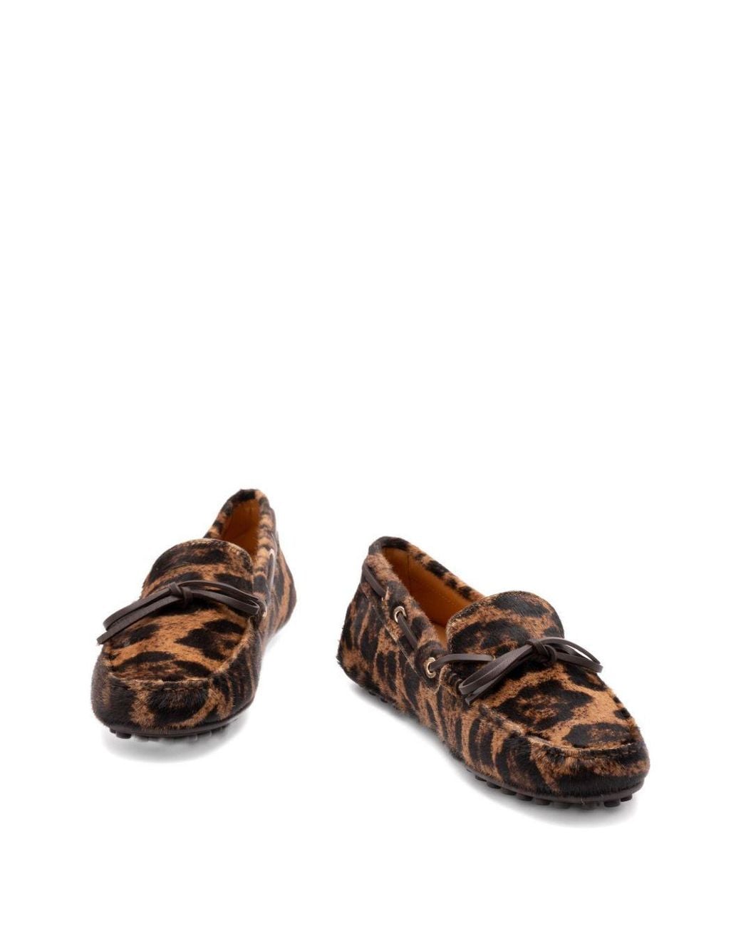 Tod's Brown Leopard Printed Loafers