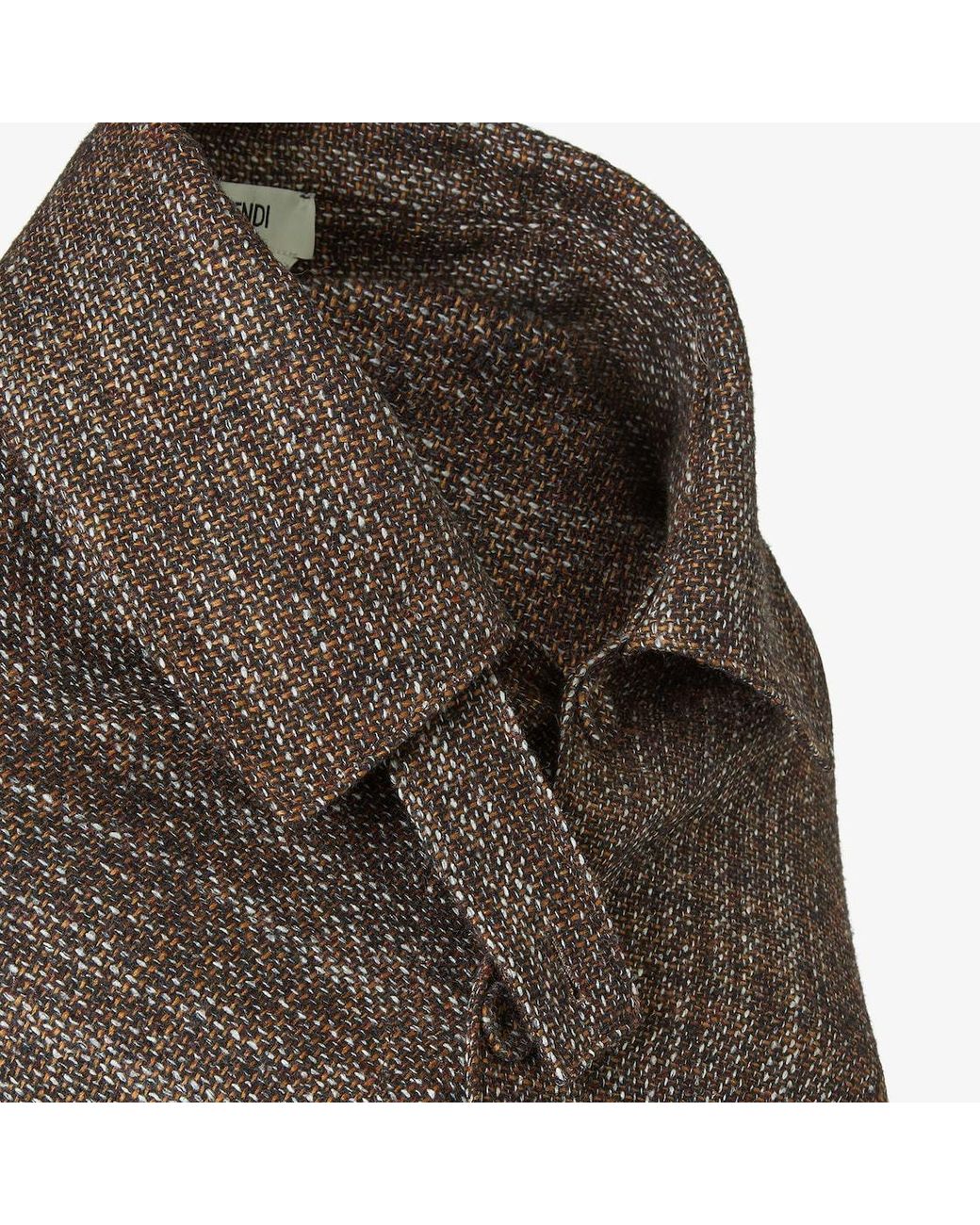 Fendi Brown Asymmetric Hem Tweed Short Cloak