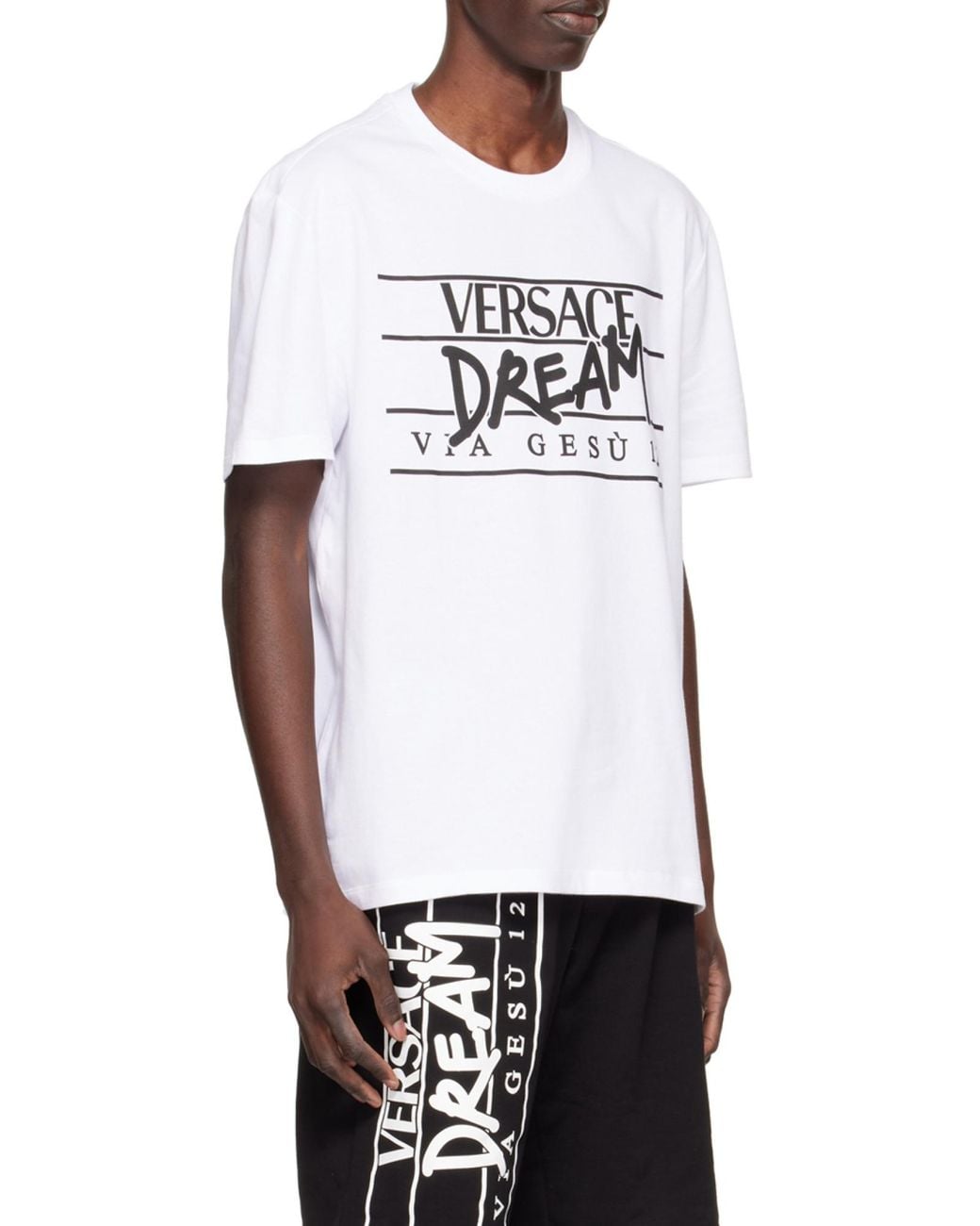 Versace White Logo-Print Short-Sleeved T-Shirt for men