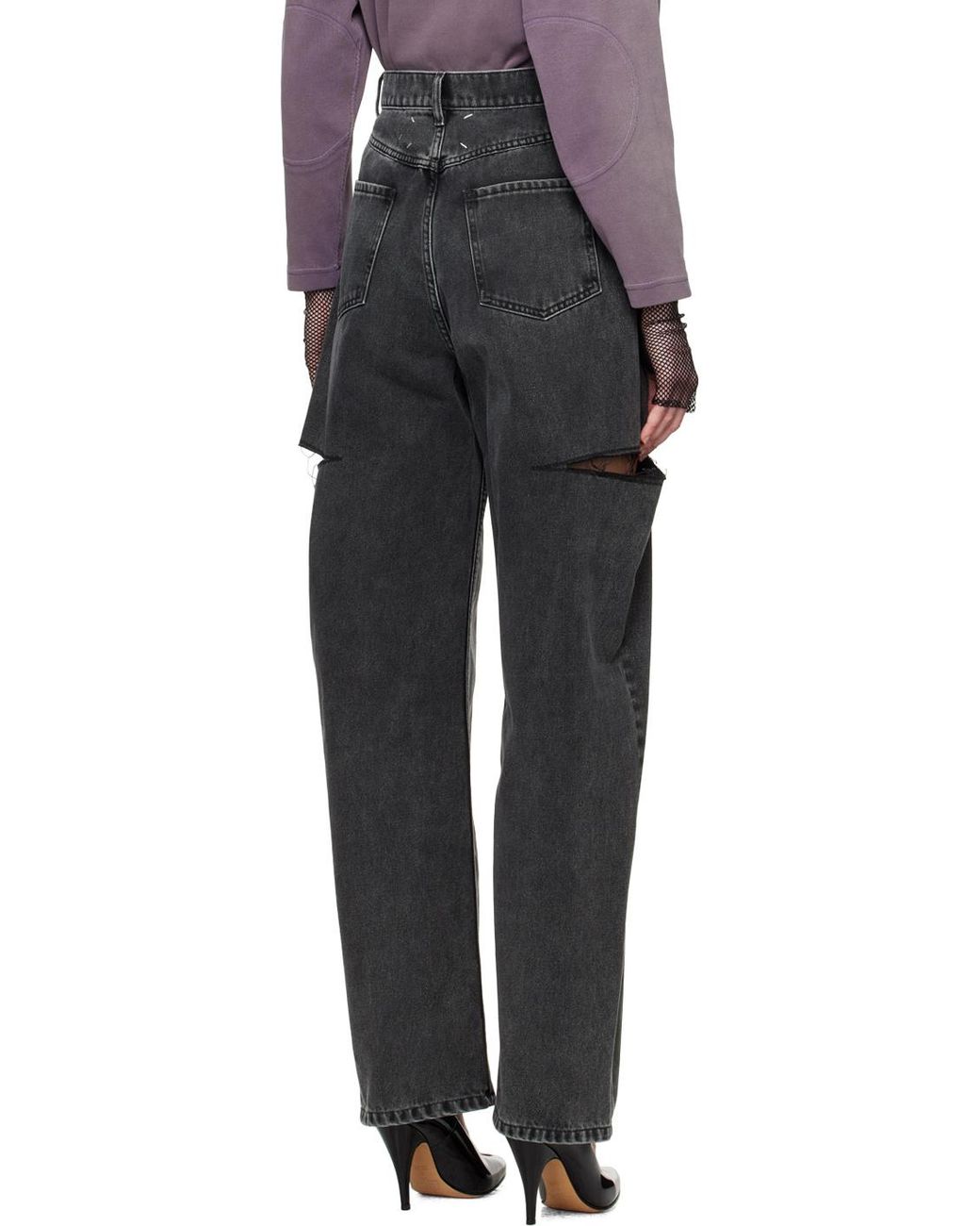 Maison Margiela Gray High Waist Cut-Out Jeans