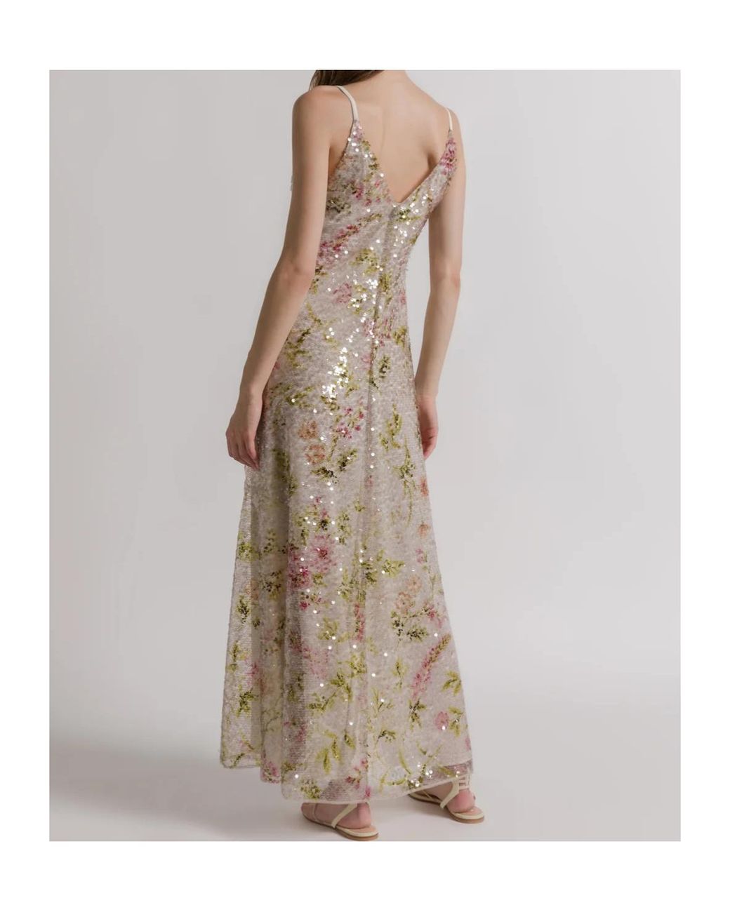Alberta Ferretti Natural V-Neck Dress