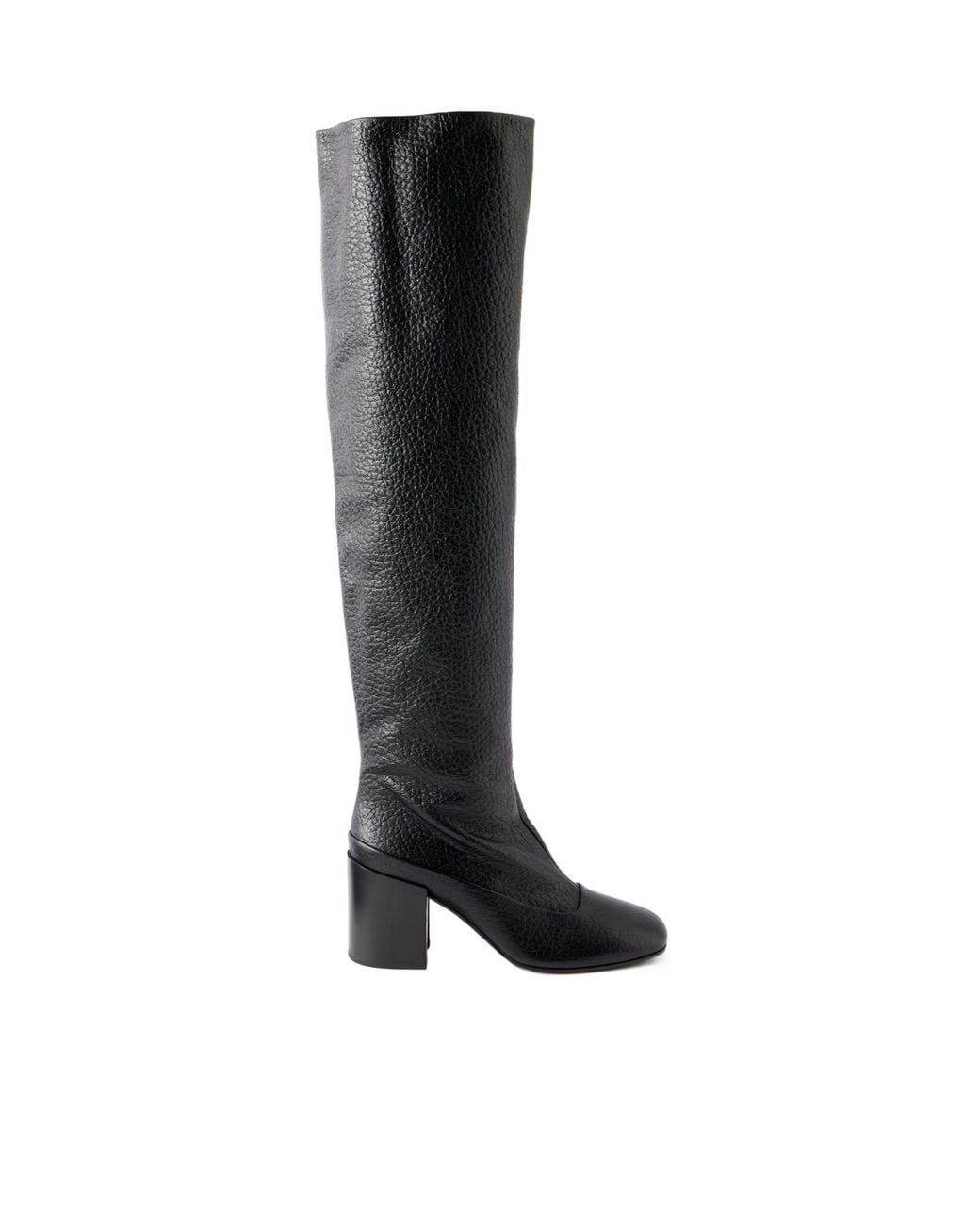 Dries Van Noten Black Leather Over-The-Knee Boots