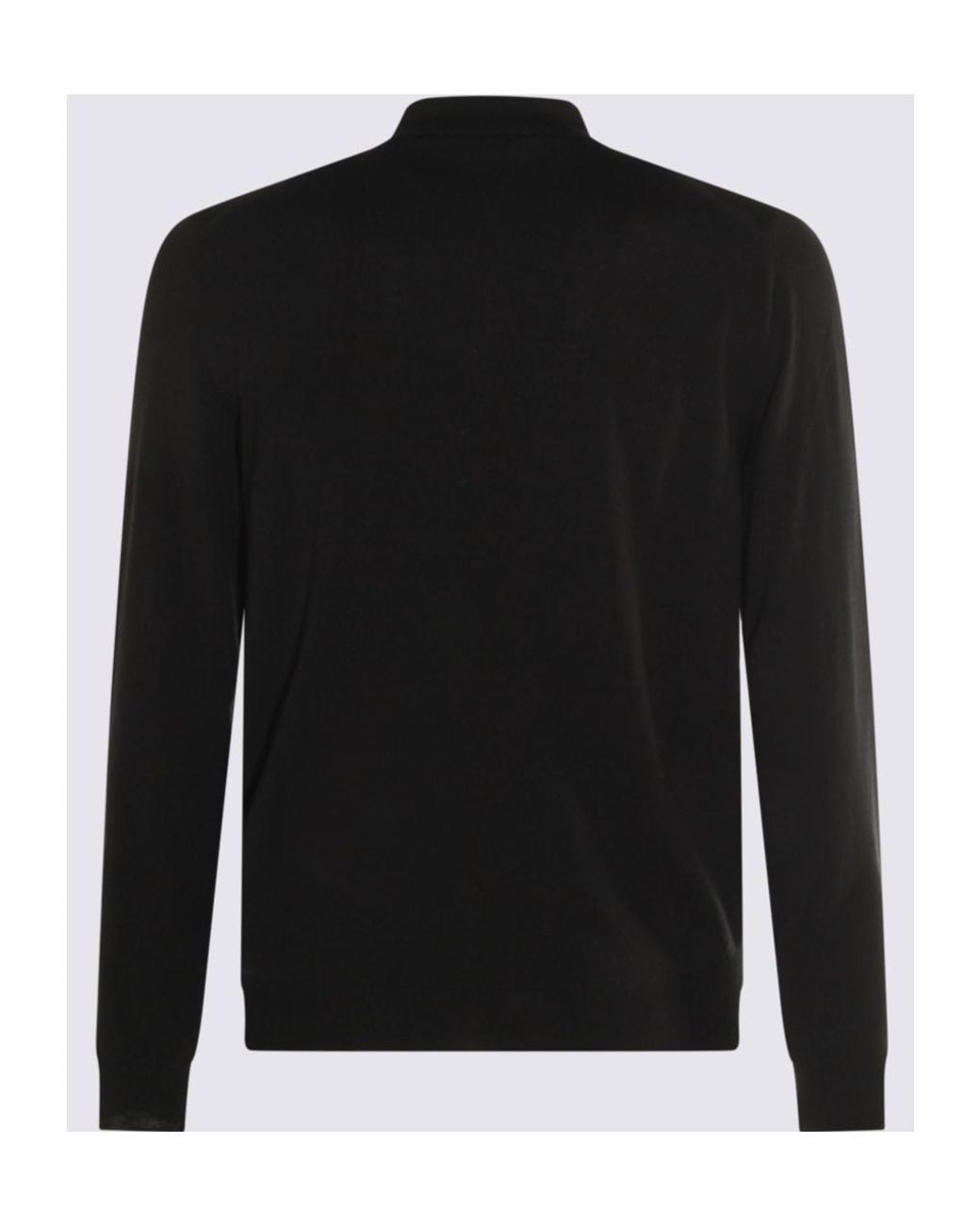 Zanone Black Button Detailed Long-Sleeved Polo Shirt for men