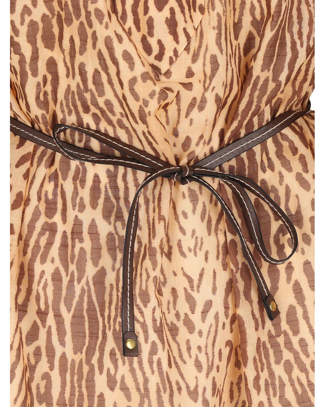 Zimmermann Brown Fluid Blouse With Animal Print