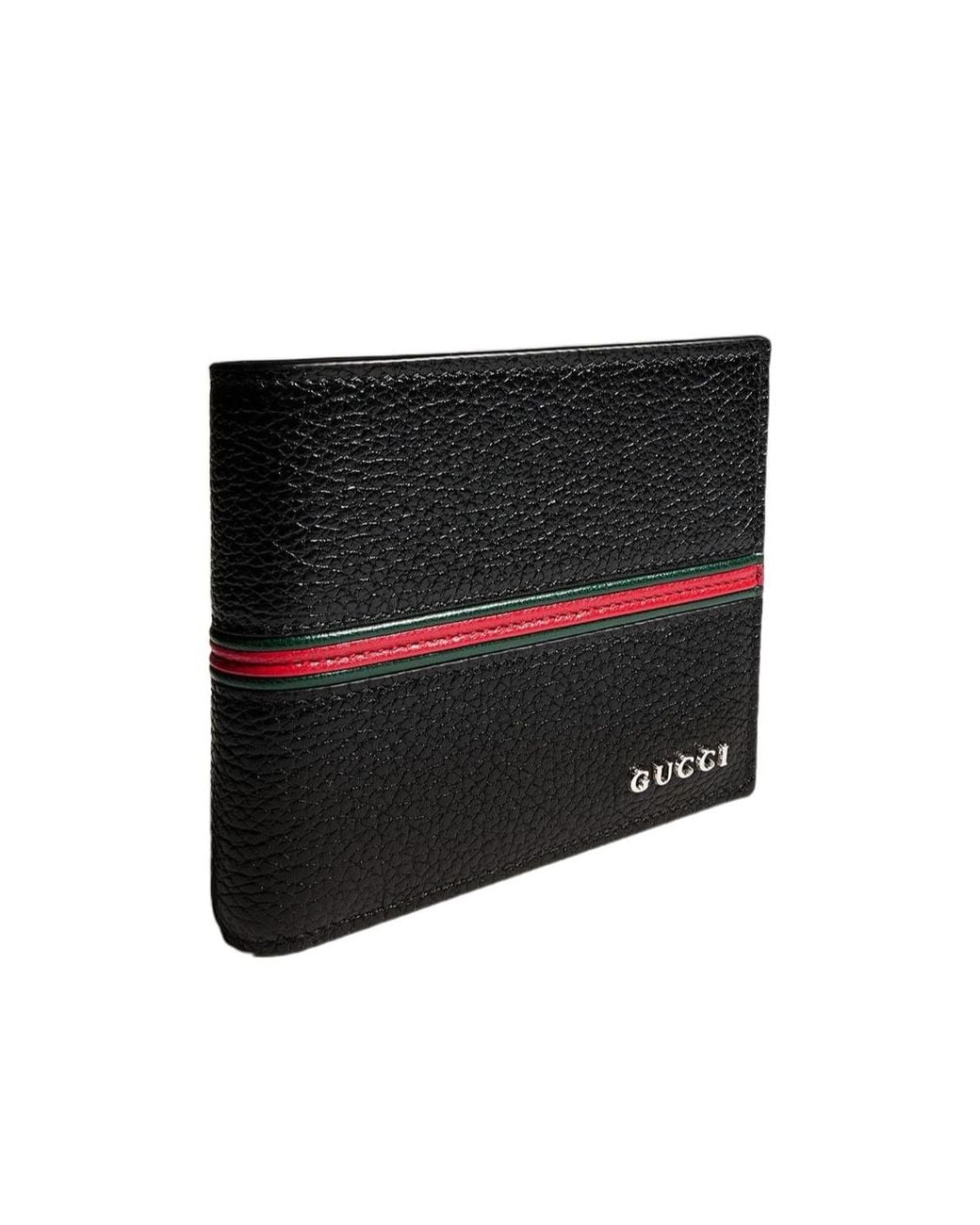 Gucci Black Bi-Fold Coin Wallet With Web for men