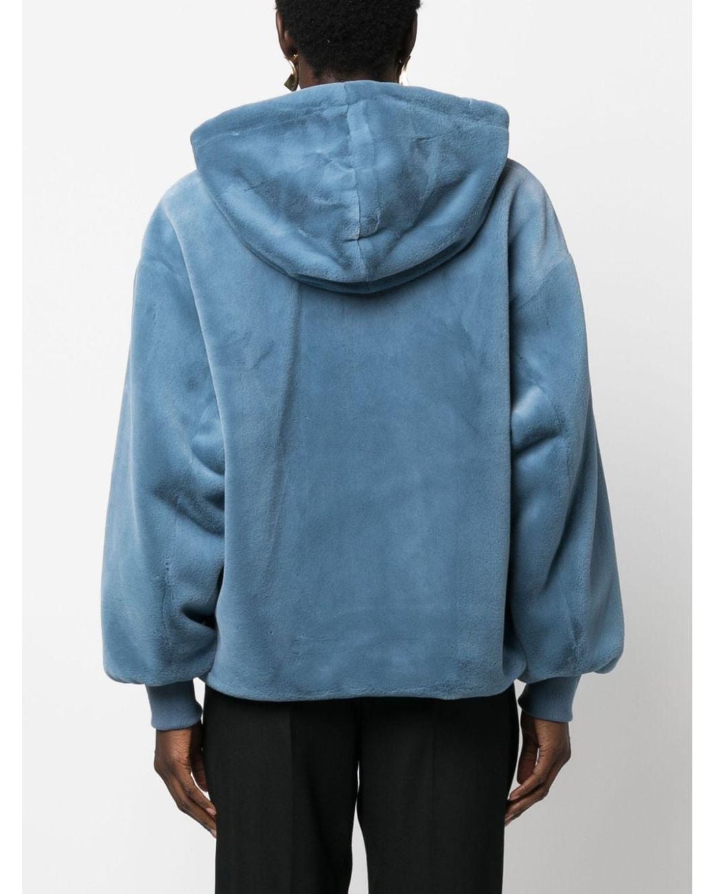 Emporio Armani Blue Faux-Fur Reversible Hooded Jacket