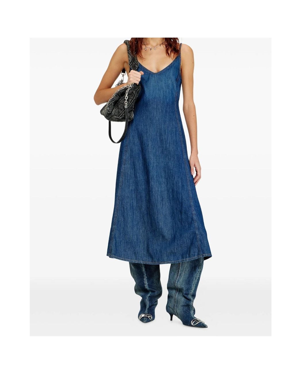 DIESEL Blue De-Beld-D Midi Dress