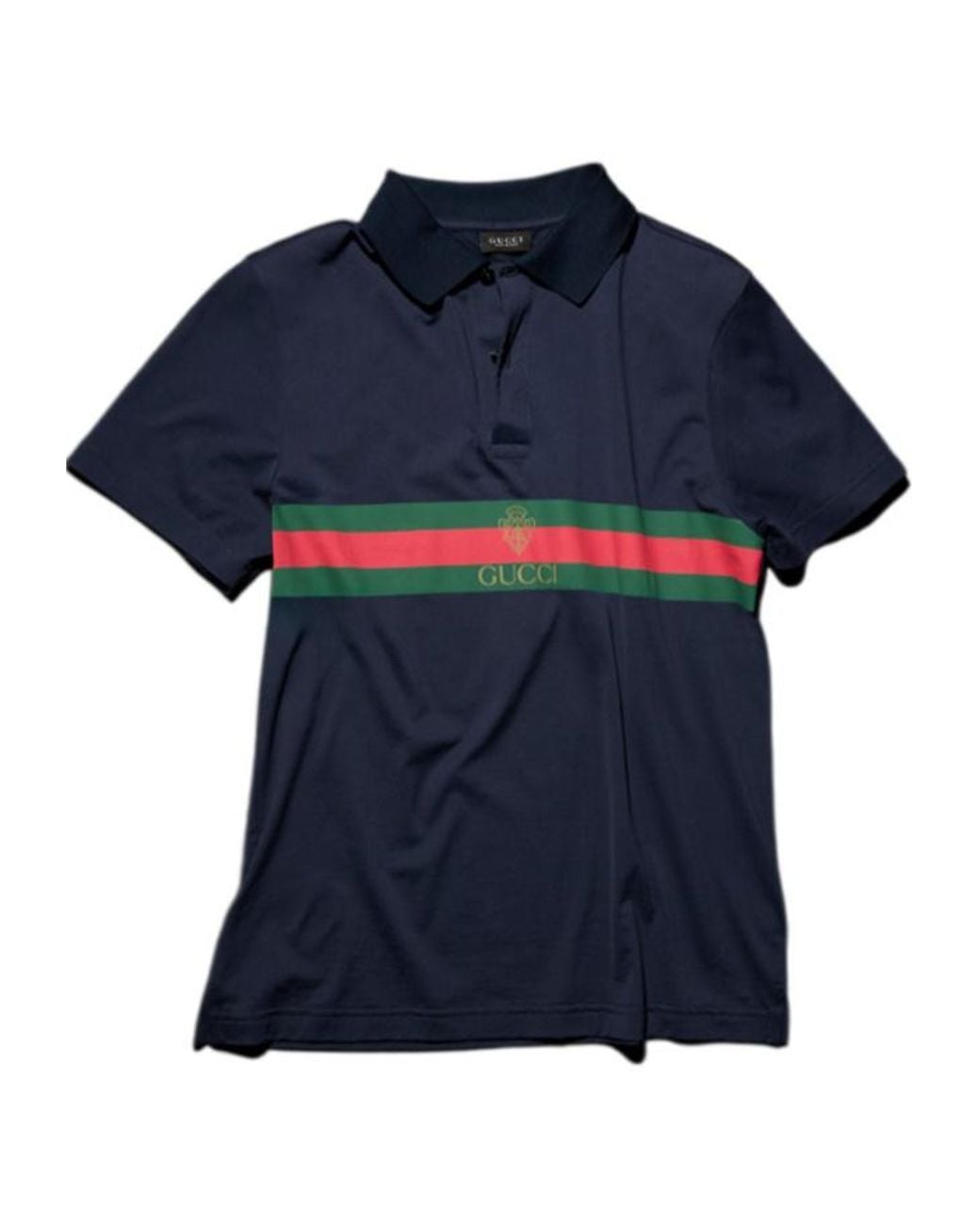 Gucci Blue Web Detailed Jersey Polo Shirt for men