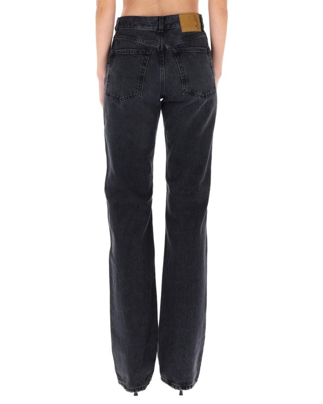 Haikure Blue Leather-Panel Jeans