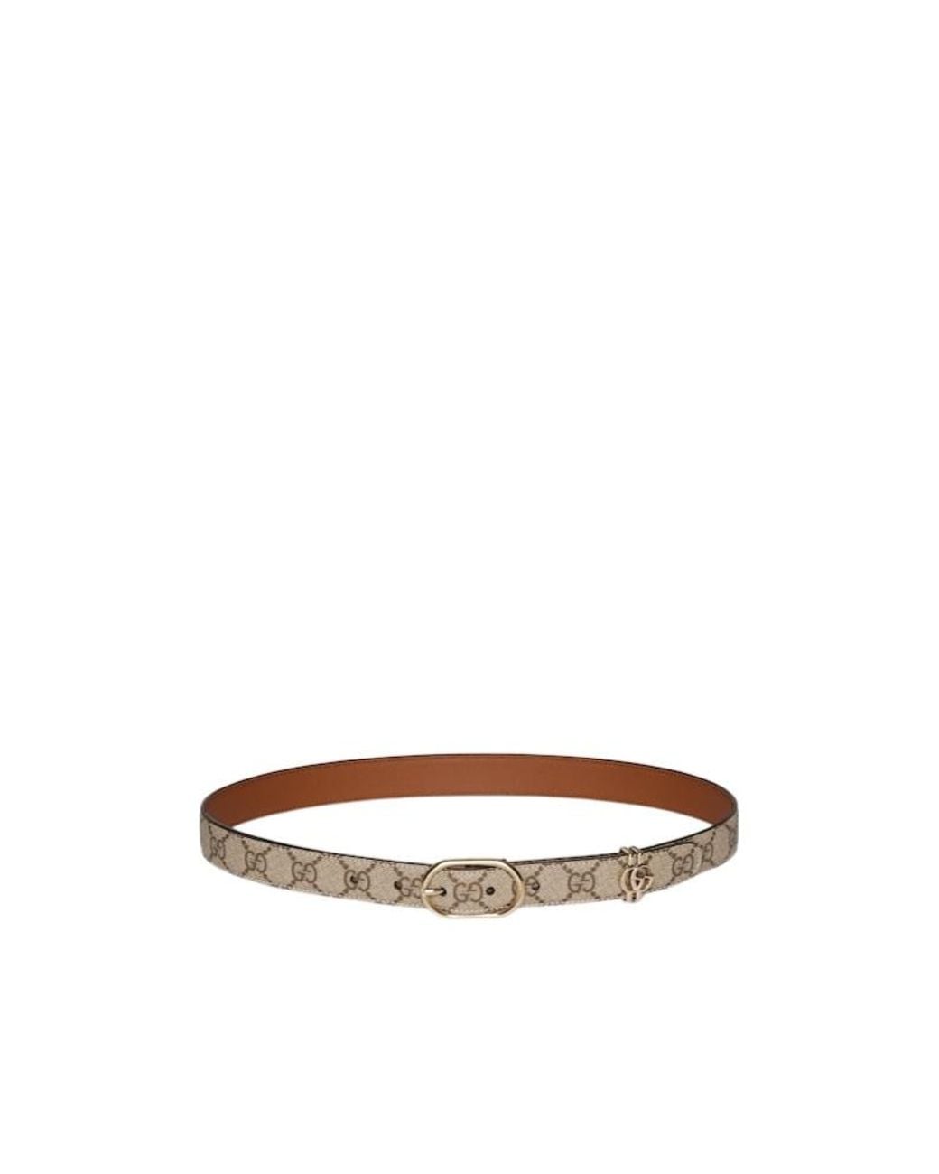 Gucci White Gg Belt With Oval Buckle