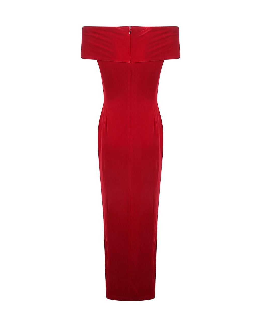 Ralph Lauren Red Off-Shoulder Velvet Maxi Dress